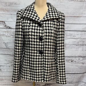 Black and White Houndstooth Women's Coat